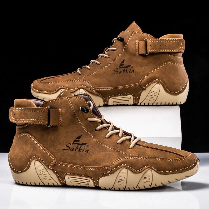 New Handmade Men Boots Design Sneakers Man Outdoor Casual Leather Men Sneakers Ankle Boots Trekking Fall Breathable