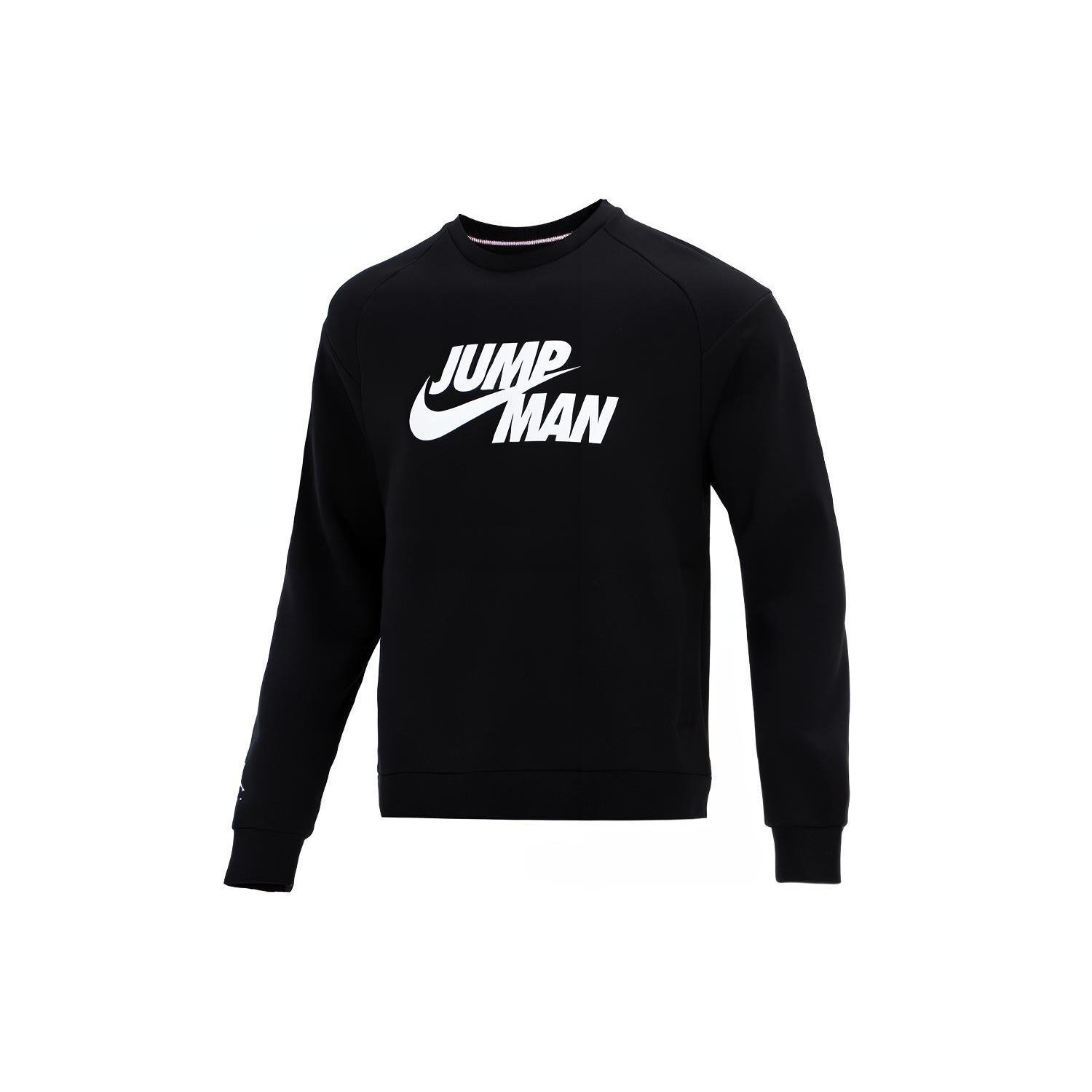 Men s Air Jordan Logo Printing Fleece Lined Stay Warm Sports Pullover Round Neck Black DJ0241-010 L
