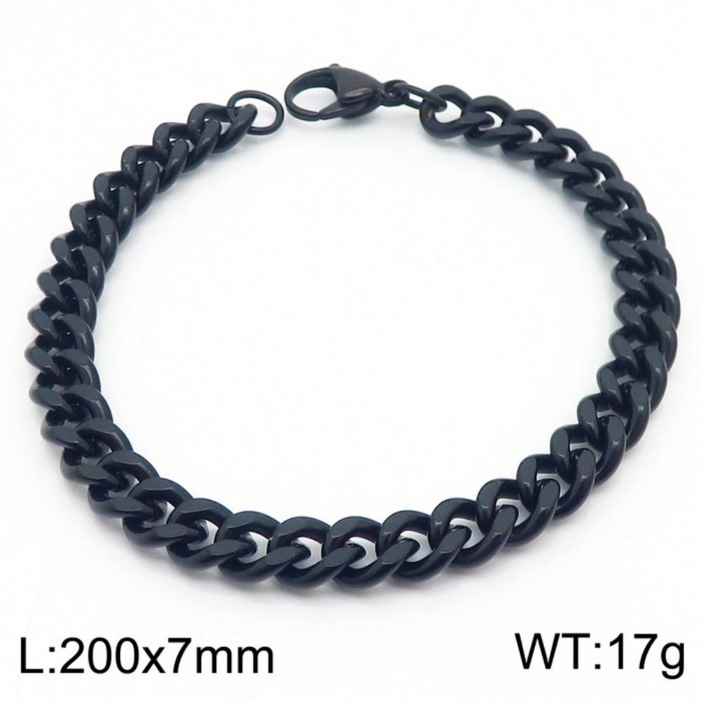 Jewelry Side Flat Chain Stainless Steel Chain, Simple Titanium Steel Men's Trend Hip-hop Bracelet Accessories