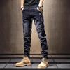 Men's Slim Straight Black & Gray Jeans: 2025 Fashion Elastic Skinny Casual Trousers