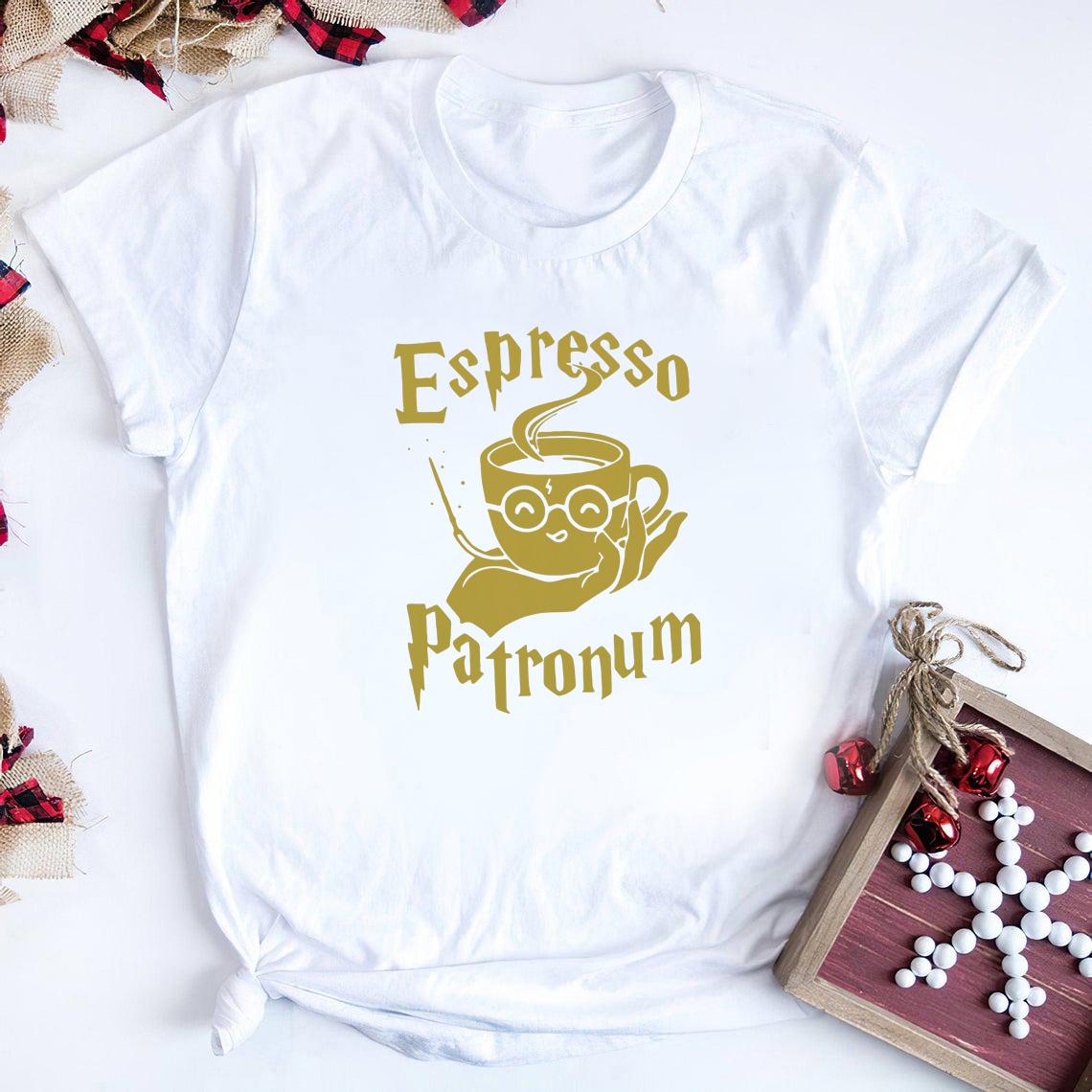 

Футболка Espresso Patronum HS Shirts Подарунок для любителя кави Футболка чарівника Жіночі графічні футболки Футболка з коротким рукавом M білий