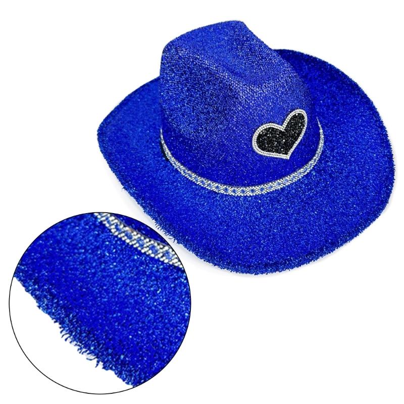 Chapeau haut-de-forme à larges bords accrocheur avec poudre scintillante pour événement en soirée, club de danse et festival de musique, accessoires de rassemblement