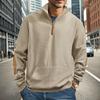 Herbst/Winter Herren Casual Sweatshirt Jacquard Kleinkaro Muster Stehkragen Reißverschluss Locker geschnittenes Oberteil