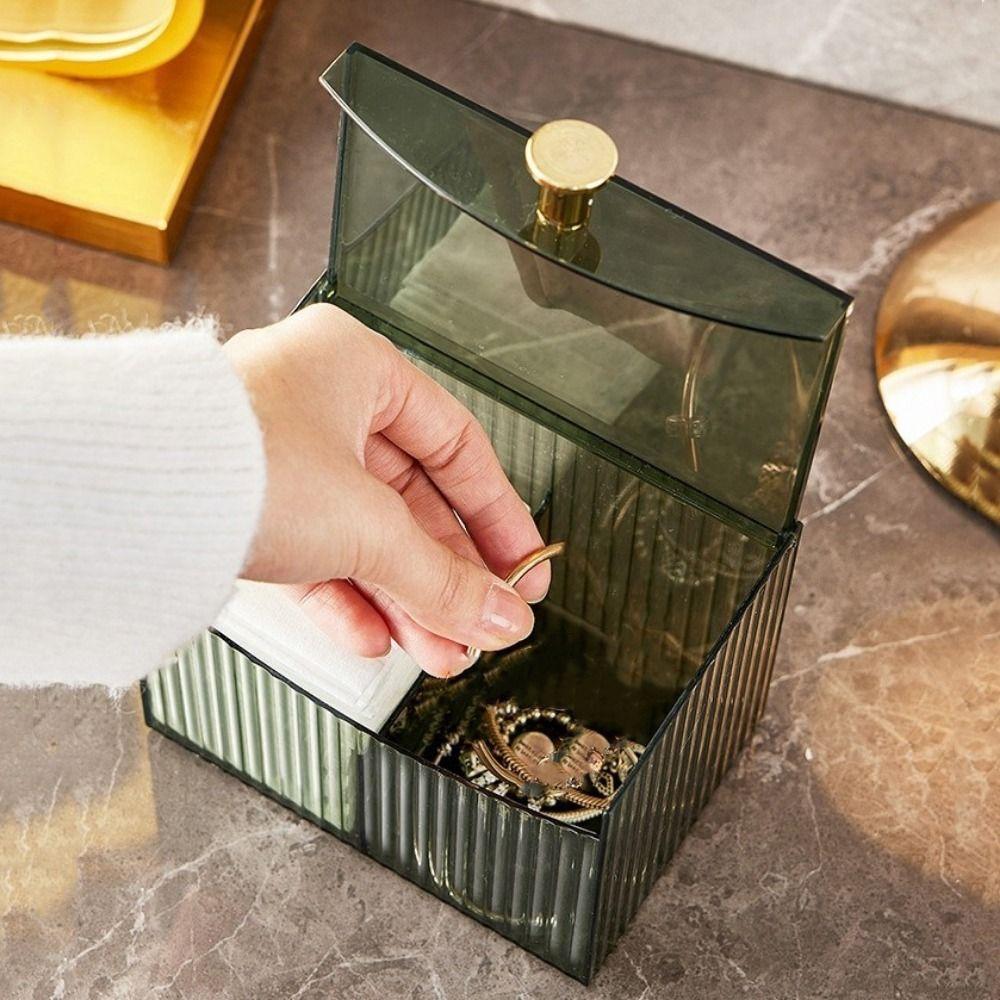 Flip Lid Cotton Swab Storage Box Plastic Qtip Holder Makeup Organizer Swab Pad Holder  Dresser