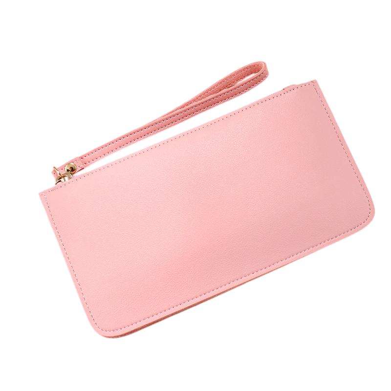 Simple Soft Pu Leather Long Wallets Large Capacity Solid Color Card Holder Coin Purse Women Girls