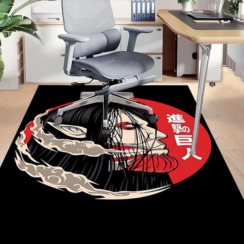 1pc Attack Titan Home Office, Durable Polyester Floor Mat with Easy, Office Decor, Urban Style, Nonslip Backing