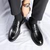 Koreanische Version Herren Echtleder Spitzschuhe Echtleder Freizeitschuhe Fahrarbeitsstiefel Business Mode Schnürschuhe