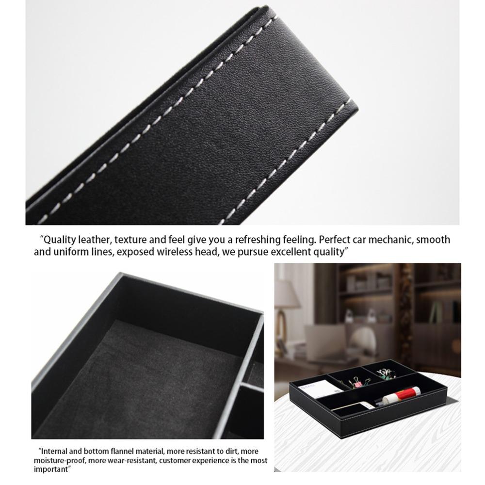 Multi-function Stationery Organizer Leather Desktop Box Neat Arrange Storage Tray  Business Supply