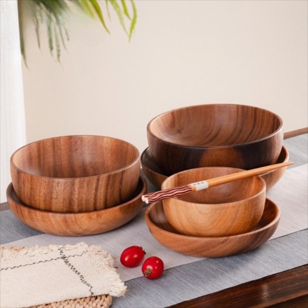 Ciotole di Legno Stile Giapponese Contenitori Rotondi per Cibo Nuove Ciotole per Insalata Articoli per la Cucina