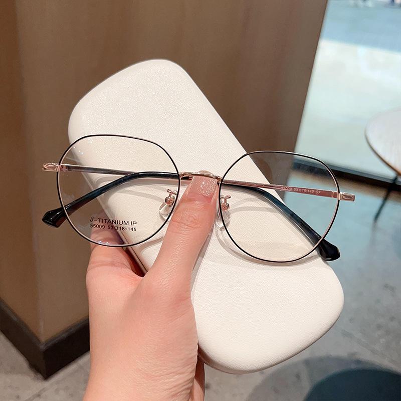 Retro Polygon Large Frame Non-Magnetic Glasses Frame Plain Female with Myopic Glasses Option Glasses with Diopters Glasses