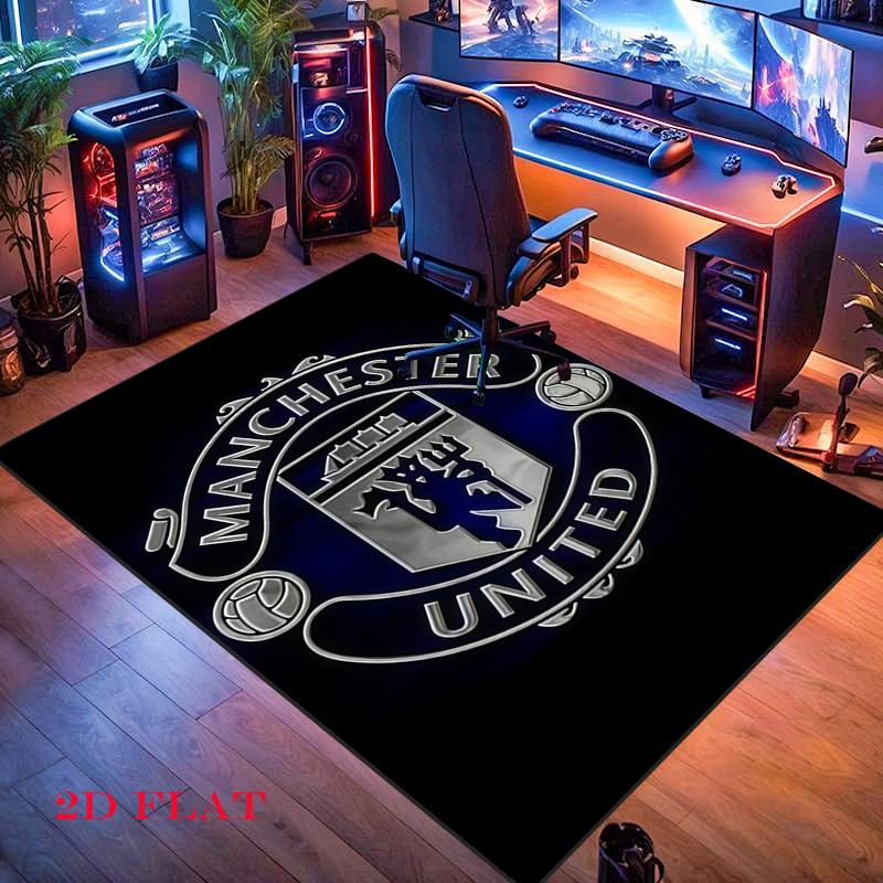 Tappeto Man Utd per Soggiorno Camera da Letto Casa Decorazione Divano, Tappetino Antiscivolo per Giochi Bambini