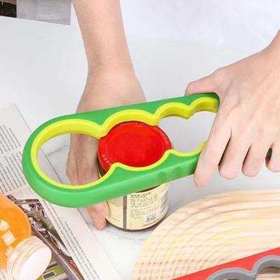 4-in-1 Jar Opener with Non-Slip Silicone Grip Multi-Function Bottle Can Lid Remover for Kitchen Ergonomic Rust-Proof Essential Tool for Arthritis