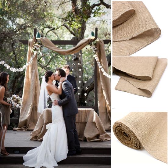 Party Table Runner Jute Fabric Boho Style Stain-Proof Home Decor DIY Crafts Reusable Table Protection Decoration Prom Banquet Table