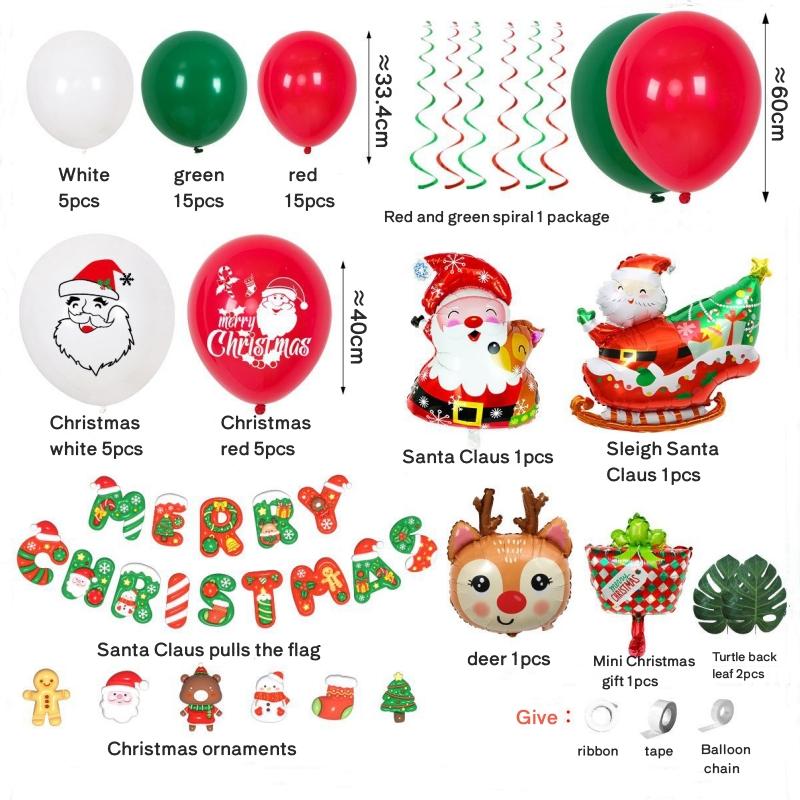 Christmas Balloon Decoration Santa Claus Reindeer Balloon Spiral Hanging Decoration Christmas Themed Printed Balloon