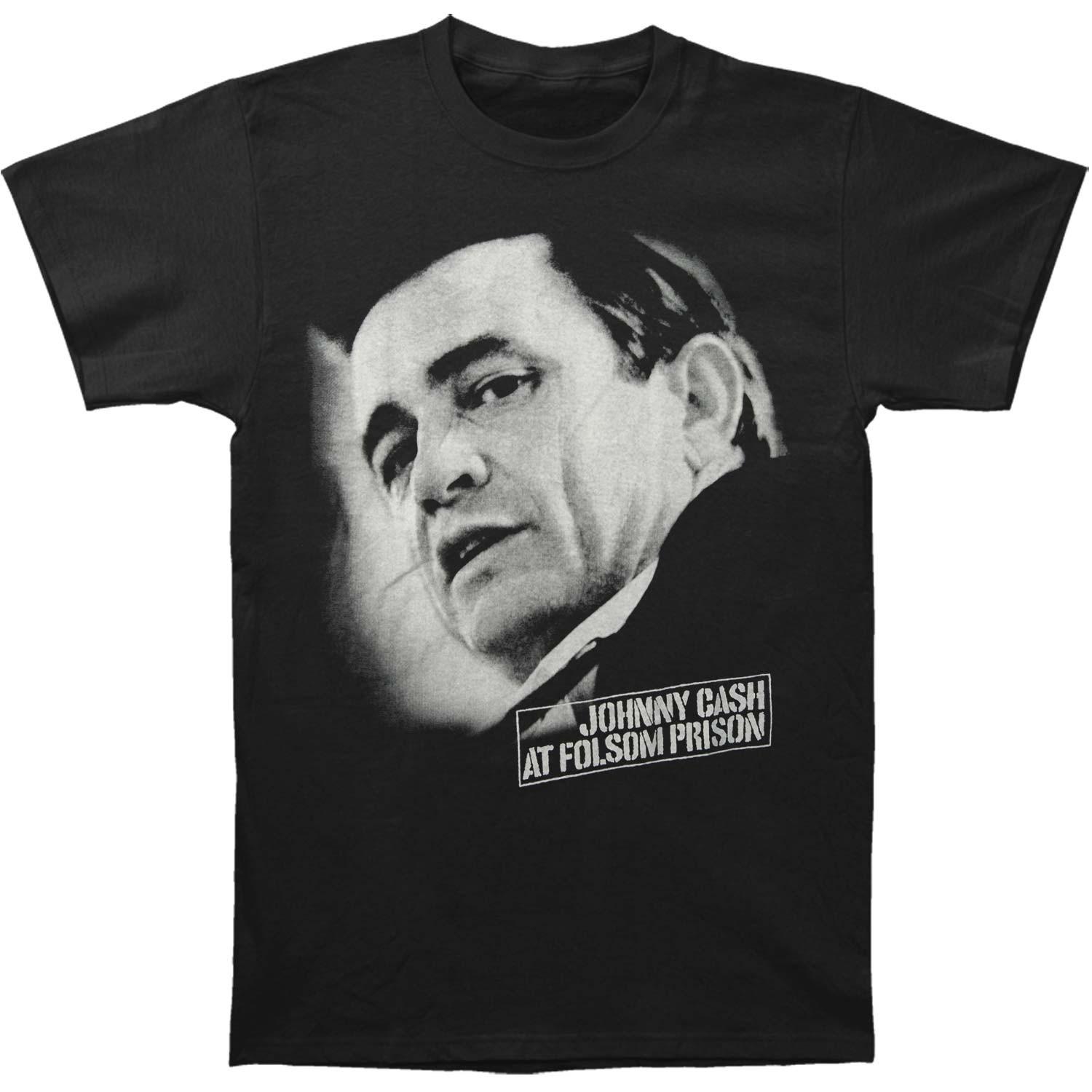 Men s Johnny Cash Close Up Folsom T-shirt Small Black L