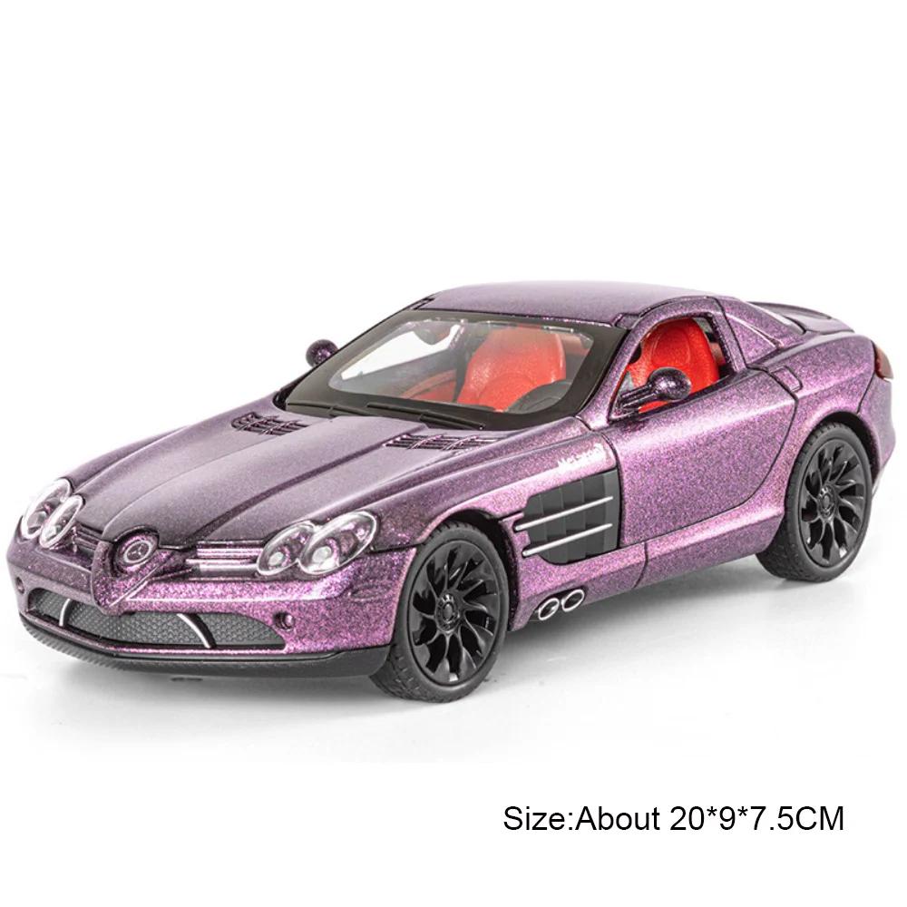 1:24 SLR GTR F1 Sports Car Model Toy Alloy Diecast Shock Absorption Supercar Sound Light Doors Opened Models Kids Christmas Toys