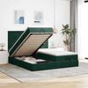Exclusive House - Ottoman Bed Frame with Dark Green Mattress 200x200 Cm Velvet