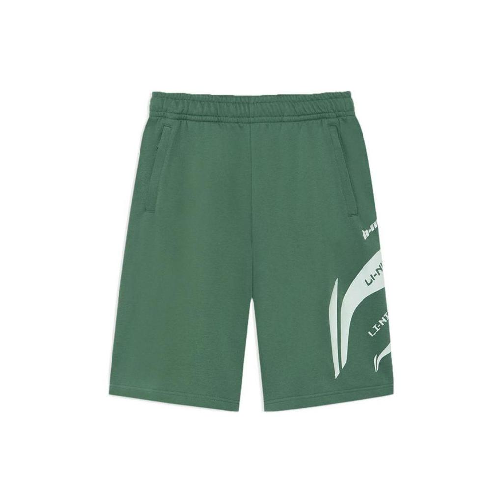 Li Ning Sports Fashion Series Logo Print Casual Sports Shorts Men Shorts Fog-Pine-Green AKSS495-3