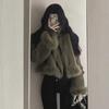 Women's High-End One-Piece Suede Fur Jacket: Autumn/Winter Loose, Thickened Motorcycle Style
