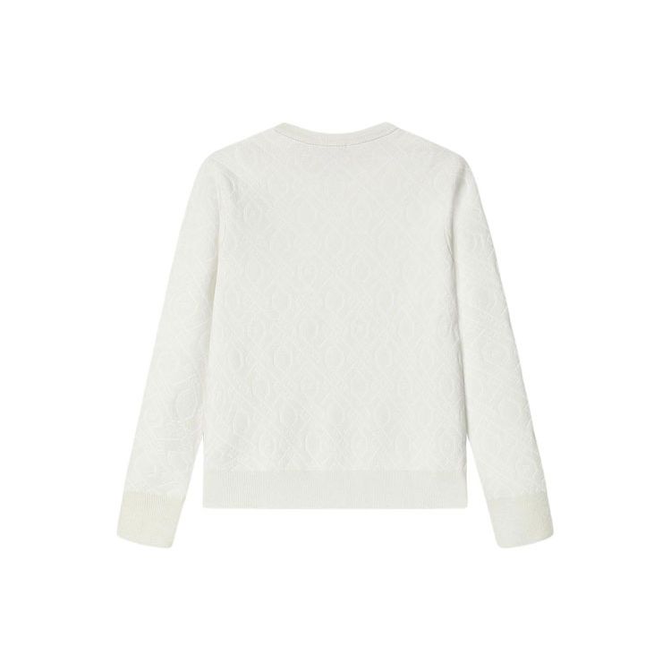 FILA Solid Color Crew Neck Pullover Casual Long Sleeve Sweater Women sweater Steam-White F11W411401F-IV