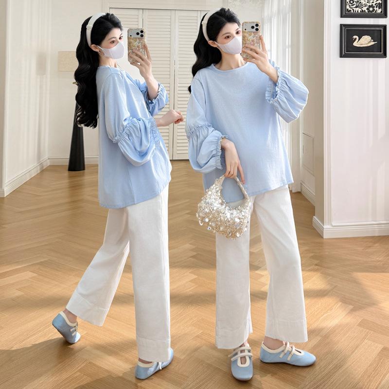 2026 Maternity Fashion: Loose Spring/Autumn Plus-Size Lantern Sleeve T-Shirt 4XL
