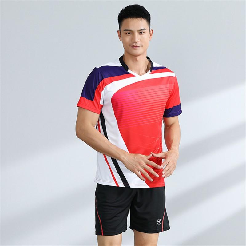 Unisex Badminton Sport Set Short Sleeve Top Shorts Men Women Kids Athletic Wear