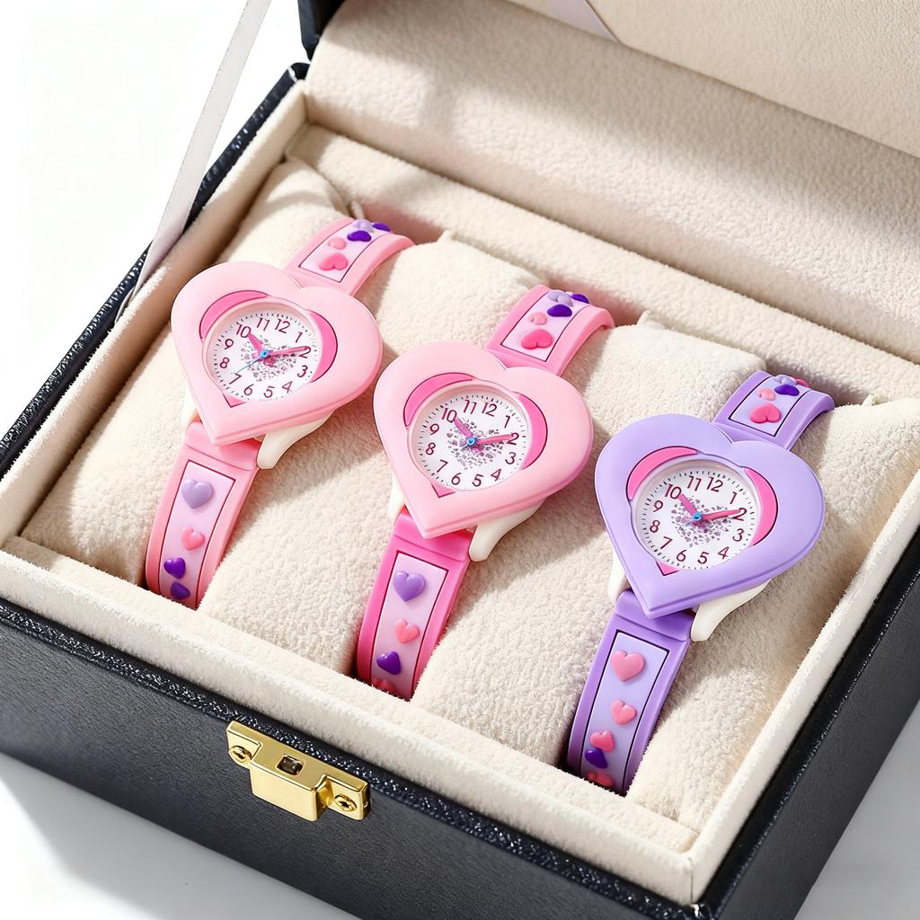 Fashionable Watch Set Will Light Up Your Wrist Caring Silicone Children's Student 3D Quartz Watch Is Suitable As a Gift No Box