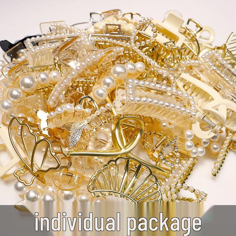 

Korean-Style Pearl Metal Hair Claw Clip - Simple, Large, Elegant Shark Clip for Girls