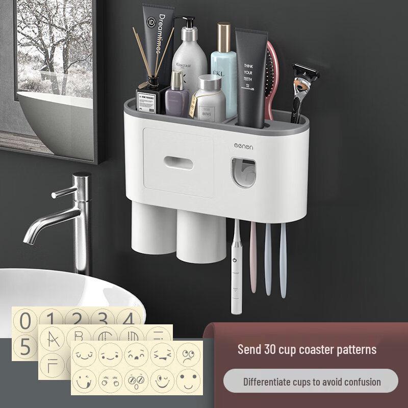 Wall-Mounted Toothbrush Holder with Cups