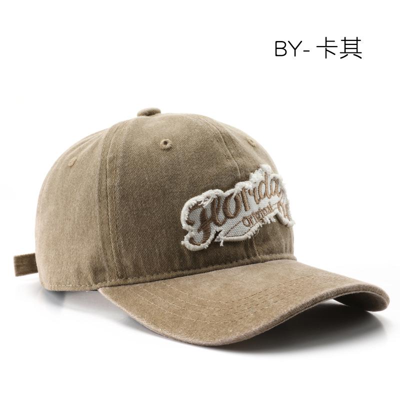 Women's washed letter baseball cap, outdoor sports cap, men's travel sun hat, duckbill cap