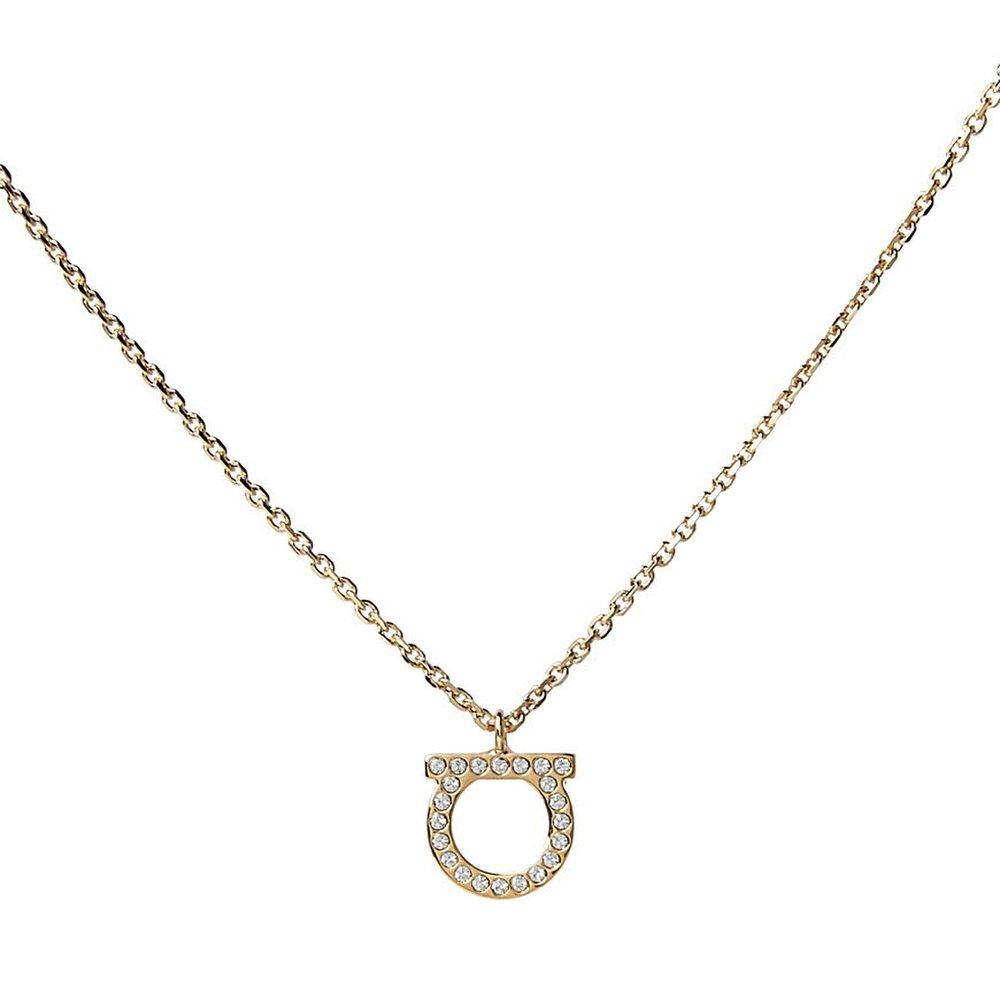 [Salvatore Ferragamo] Women's Crystal Gancini Necklace 76 0132 Cryst Orol 0696656 106171