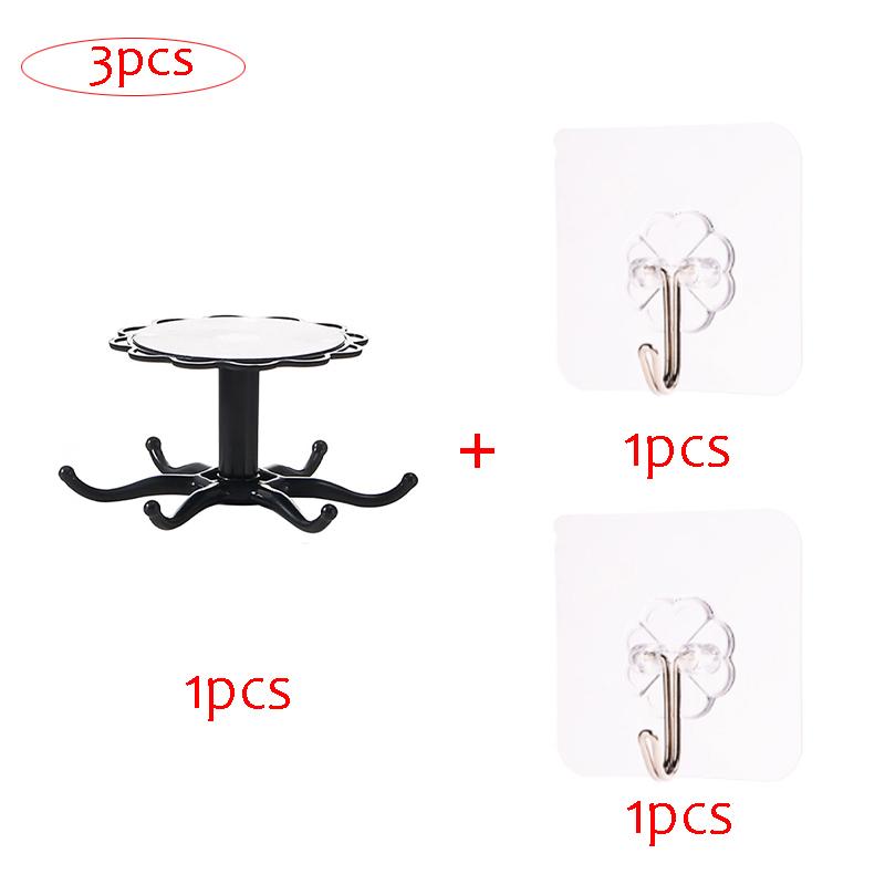 Für Küchenorganisator und Aufbewahrung, Küchenzubehör-Organizer, drehbares Regal, Zubehör, Schrank-Organizer, Haken-Aufbewahrungsregal