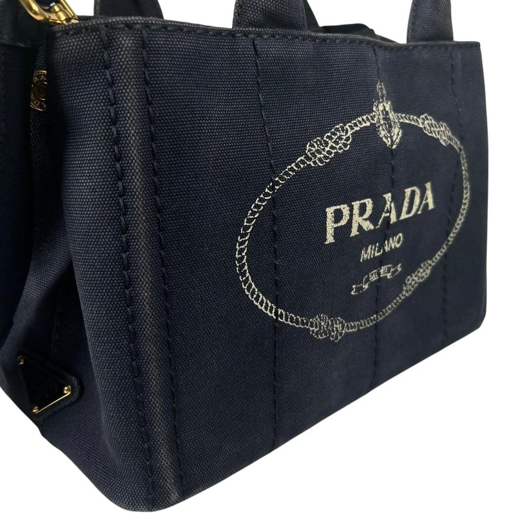 PRADA canvas Canapa Tote Bag denim blue Women Used