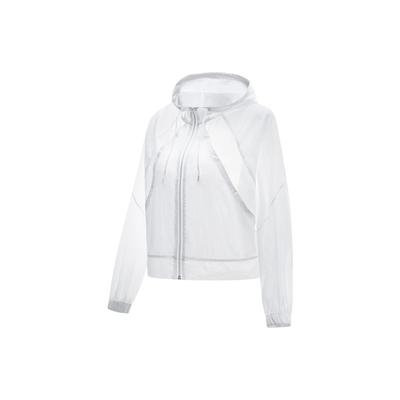 Li Ning Plain Woven Warm Loose Hooded Long Sleeve Jacket Women Outerwear White AFDT304-4
