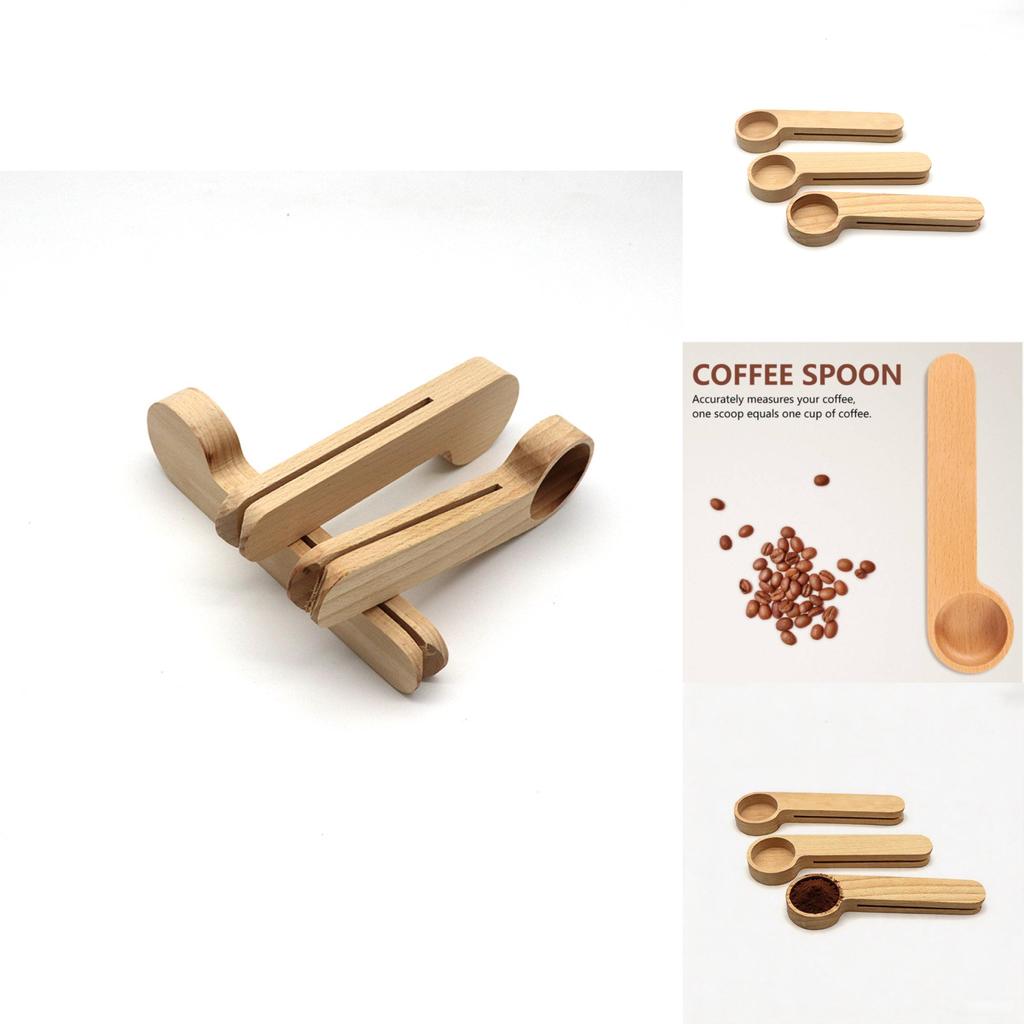 Wooden Milk Powder Spoon With Clamp For Home Use And Coffee Preparation