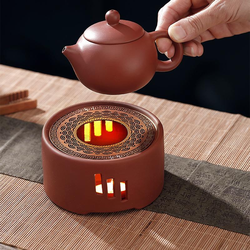 Warm Tea Stove Roasted Orange Base Candlestick Warm Tea Maker Ceramic Heating Base Japanese Style Roasted Tea Maker