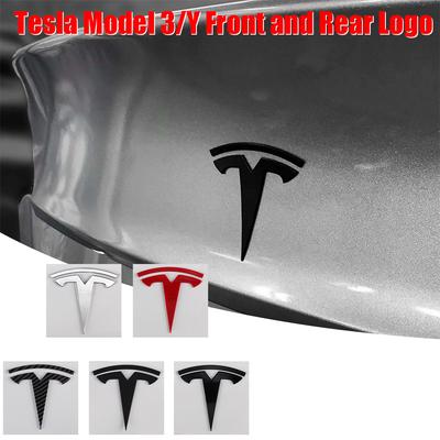 AAAIM1 For Model 3 Mode Y Zinc Alloy Car Front Hood Logo Sticker Styling Auto Body Rear Trunk Emblem With Radian Accessories
