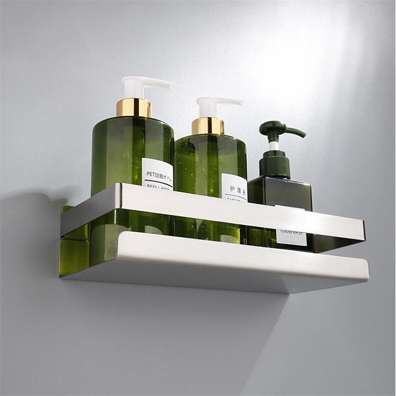 Bathroom Shelf Stainless Steel Shower Rack Corner Shelf Square Bath Shower Shelf Nail Free Black/Nickel Storage Organizer Rack