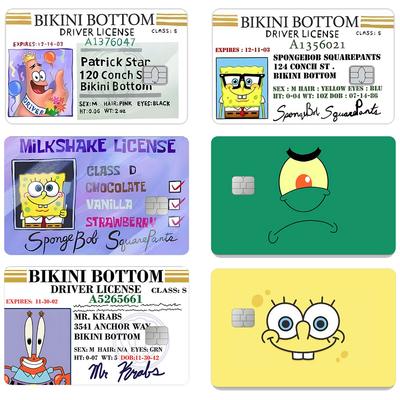 Name Spongebob Card Sticker Diy Kawaii Decor Exquisite Bank Cards Student Study Supplies Decals Patch Documents Birthday Gift