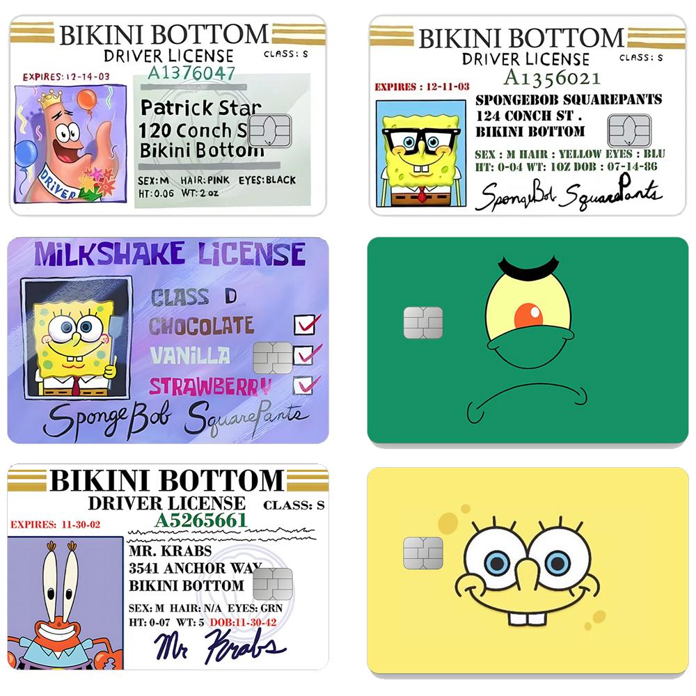 Name Spongebob Card Sticker Diy Kawaii Decor Exquisite Bank Cards Student Study Supplies Decals Patch Documents Birthday Gift