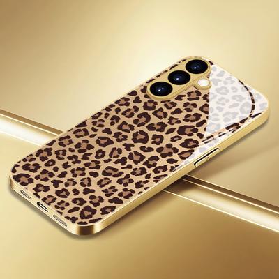 Leopard Pattern Glass Phone Case for Samsung Galaxy S26 S25 S24 S23 S22 S21 S20 FE Ultra Plus 5G Anti-fall Back Cover