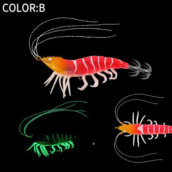 Luminous Shrimp Bait with Squid Jig Hook Realistic Bionic Artificial