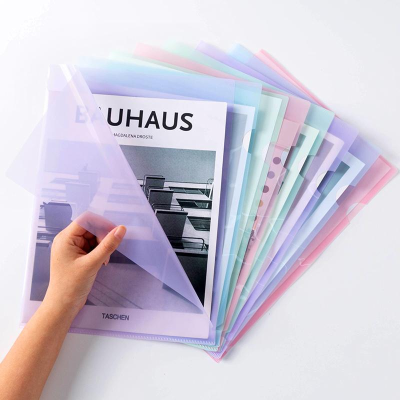 24Pcs L Type Folders A4 Plastic File Project Pockets File Folder Clear Paper Document Jacket Sleeve School Office Supplies