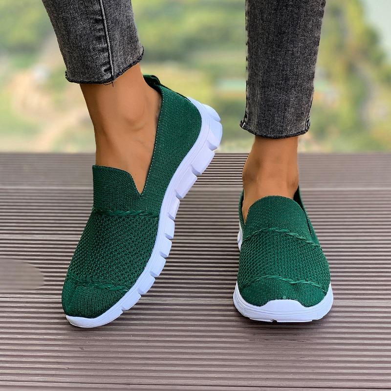 Fashion Spring New Cloth Shoes Women's Fashion Round Head Mesh Hollow Breathable Soft Sole Anti-slip Wear-resistant Flat Shoes