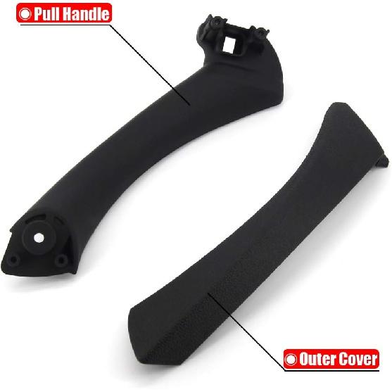 Maniglia Pannello Interno Porta e Maniglia Esterna Porta Coperchio Finitura | Compatibile con BMW Serie 3 E90 E91 E92 E93 Adatto per BMW 323 325 328 330 335 Nero 1 Posteriore Sinistro