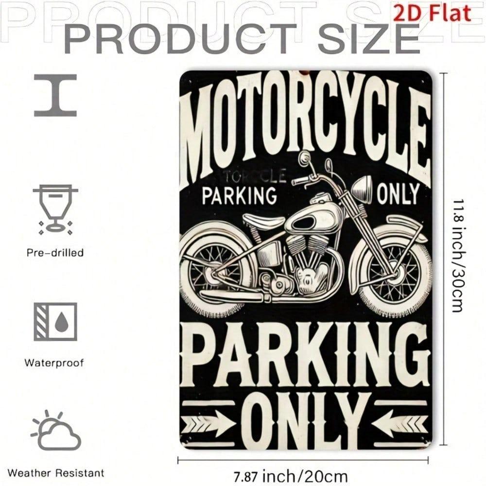 Vintage Motorcycle Parking Metal Sign 8x12 Inch Waterproof Rustproof Flat Iron Wall Decor For Home Bar Cafe Classic Style