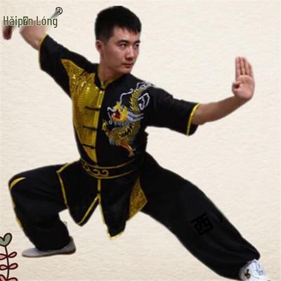Uniforme de artes marciales y tai chi con dragón bordado