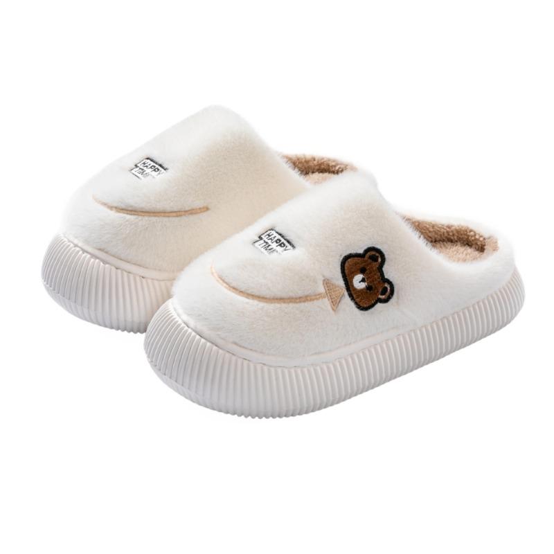 Autumn and Winter Couple Fluffy Cotton Slippers Women's Thick-soled Non-slip Velvet Warm Household Silent Bag and Cotton Shoes Men's Outer Wear