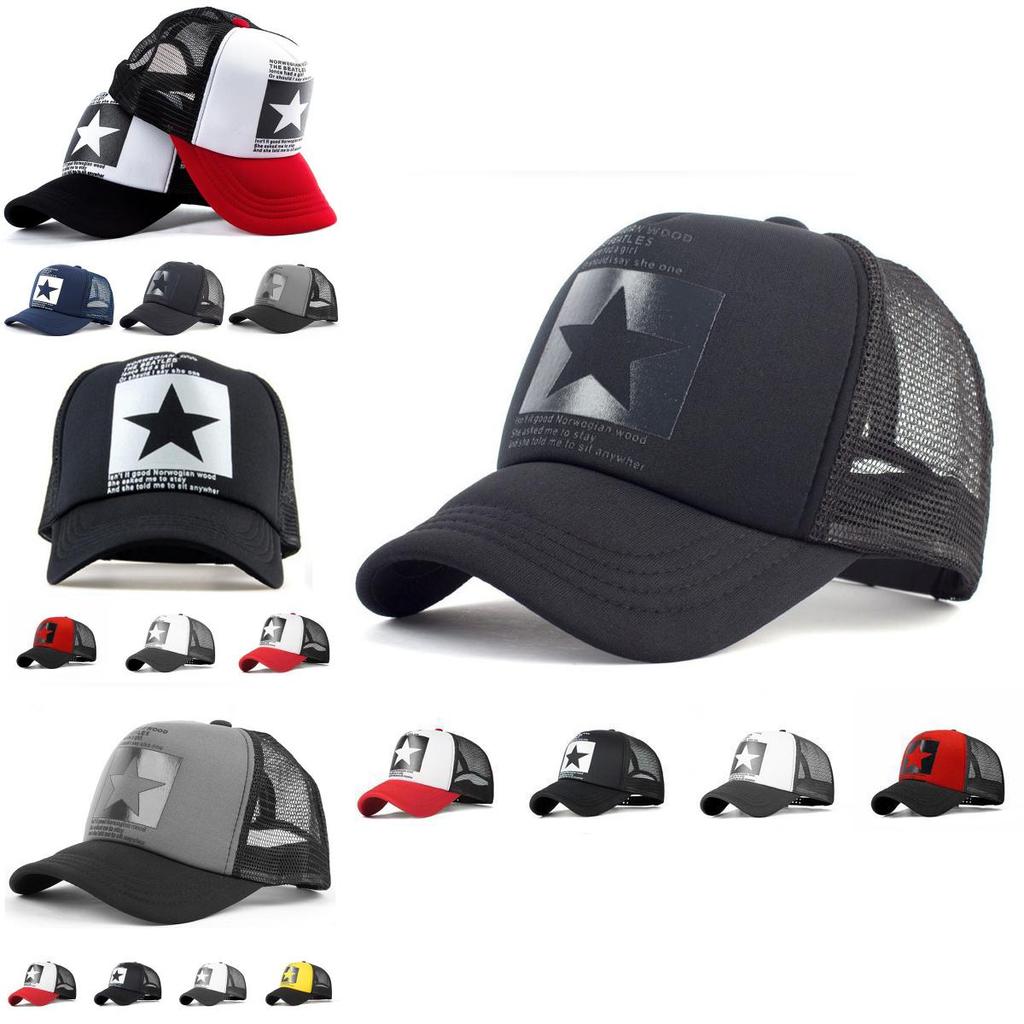 Șapcă de baseball elegantă din plasă pentru bărbați și femei cu imprimeu stea mare și potrivire ajustabilă
