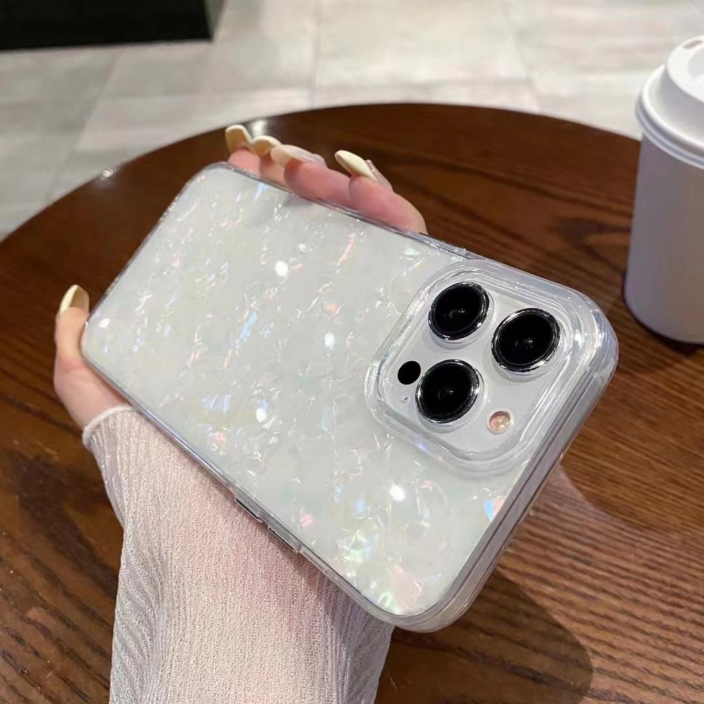 Luxury Shell Pattern Laser Phone Case For iPhone 11 12 13 14 15 Pro Max Plus Shockproof Bumper Back Cover